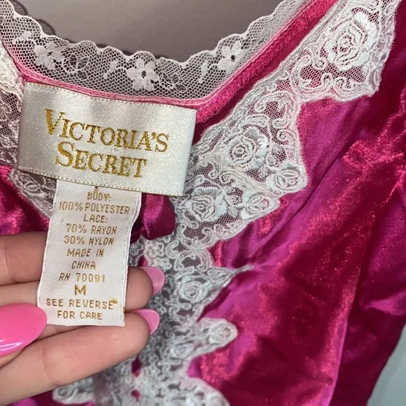 🎱1990’s Vintage Victoria's Secret Gold Label Lace Fushia Teddy! - Picture 4 of 14